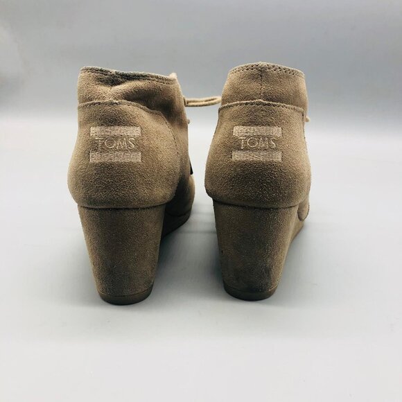 toms beige wedge heels, suede beige heels with matching shoelaces size 9 READ - Picture 6 of 10